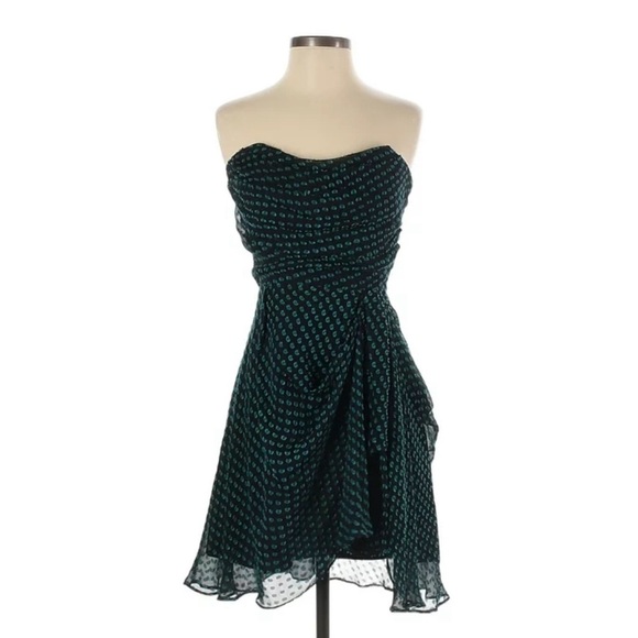 Shoshanna Mini Dress Sweetheart Blue Black Mini Textured Regular Size 6 - Picture 1 of 7